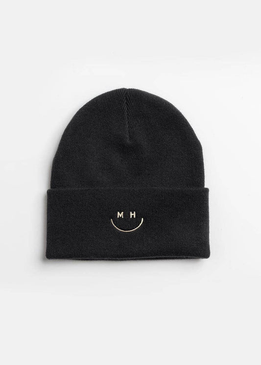 Adult Mad Hatter Smiley Cuff Beanie - Black