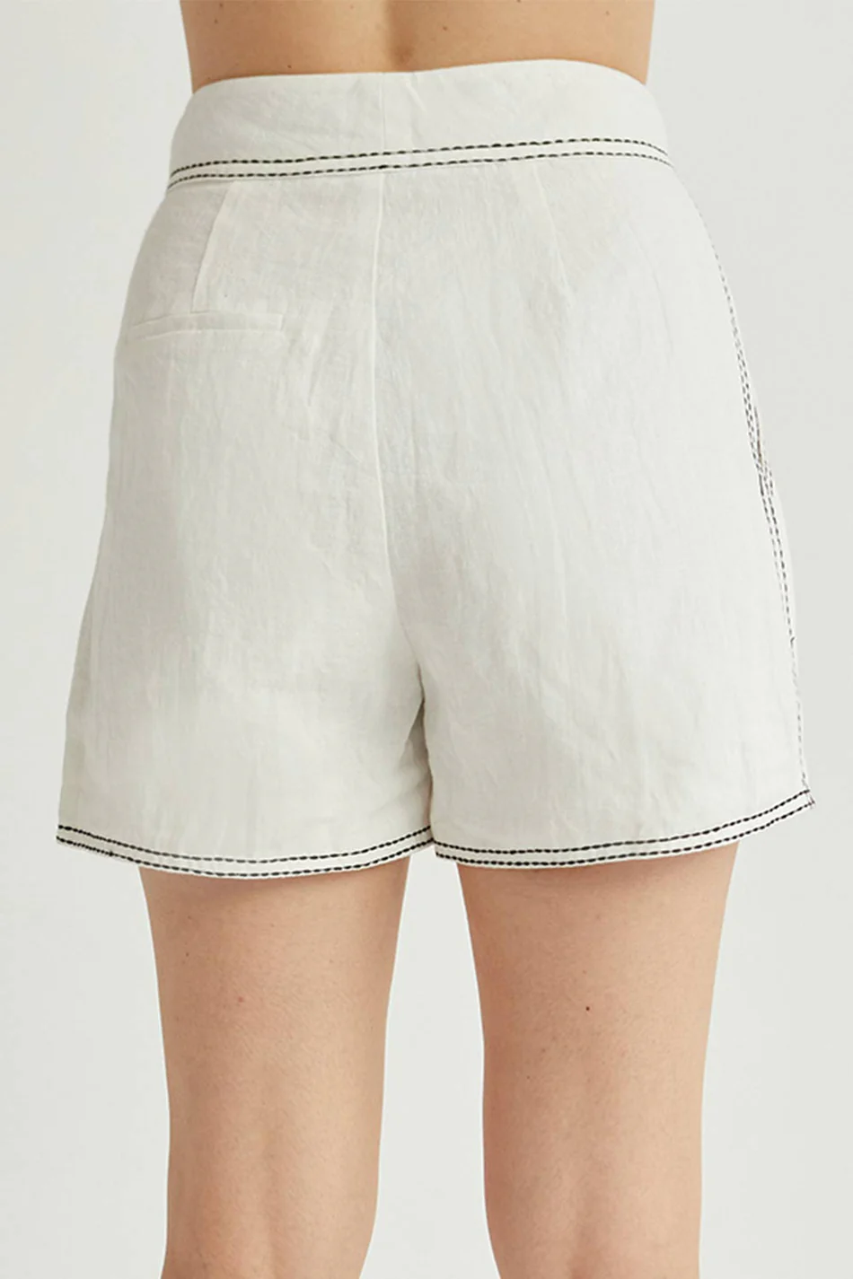 Angela Contrast Stitch Linen Shorts