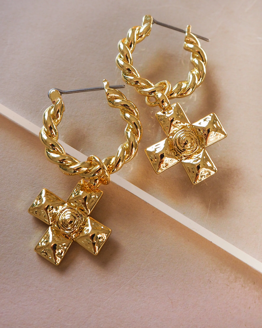 Molten Cross Twisted Hoops