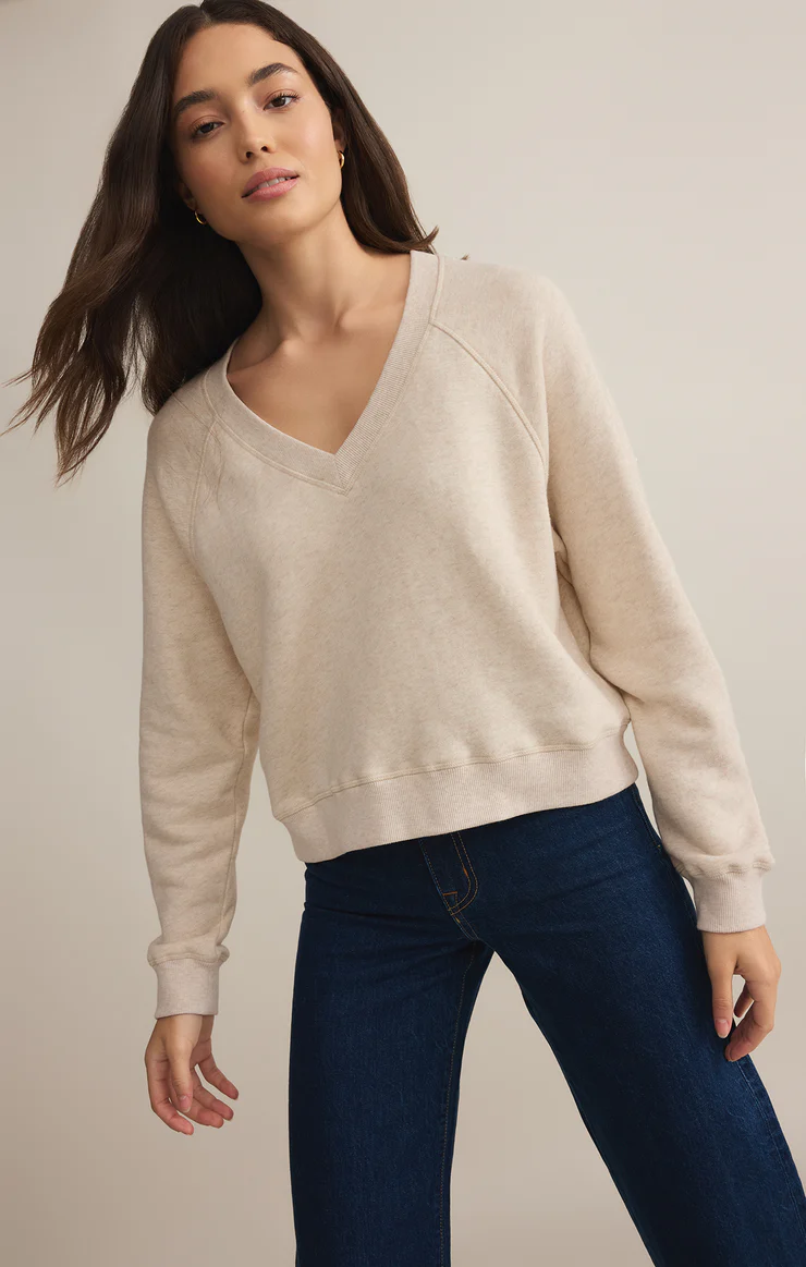 Avenue V-Neck Fleece Sweatshirt