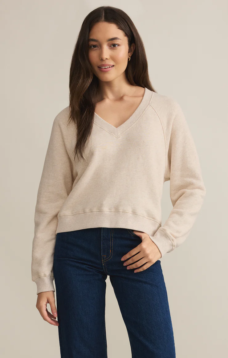 Avenue V-Neck Fleece Sweatshirt