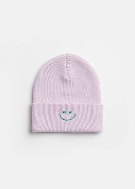 Youth Mad Hatter Smiley Cuff Beanie - Lavender/Kelly Green