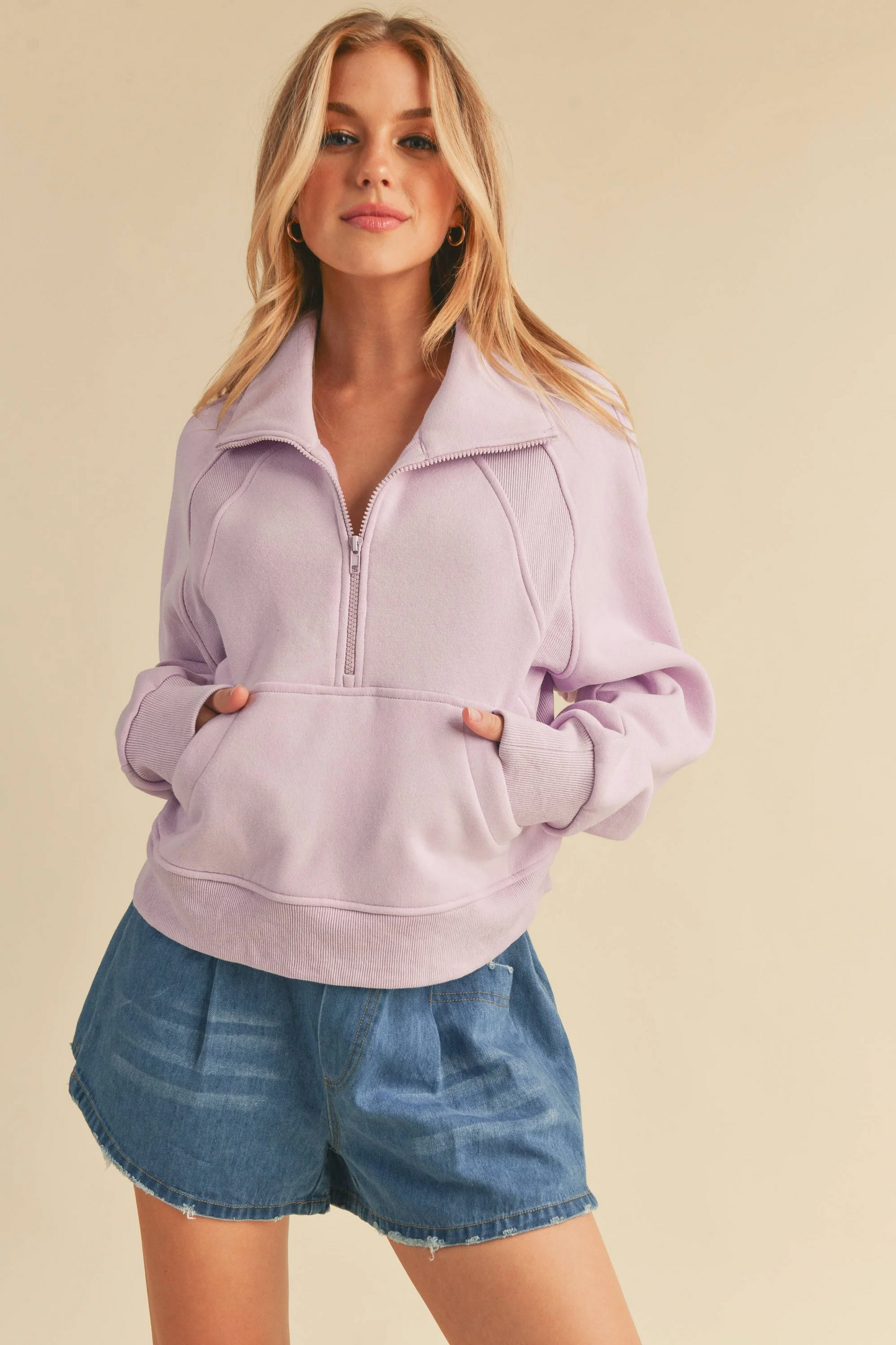 Dove Funnel Neck Half Zip