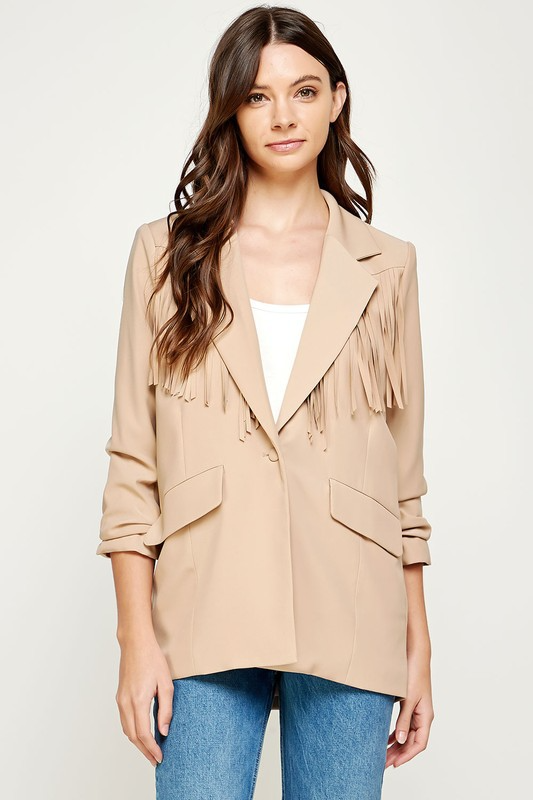 Fringe Detail Boyfriend Blazer